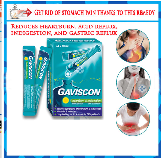 Gaviscon reduces symptoms of gastric reflux, esophagitis, stomach pain, and heartburn